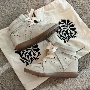 ISABEL MARANT bobby leather wedge sneakers Grey size 38
